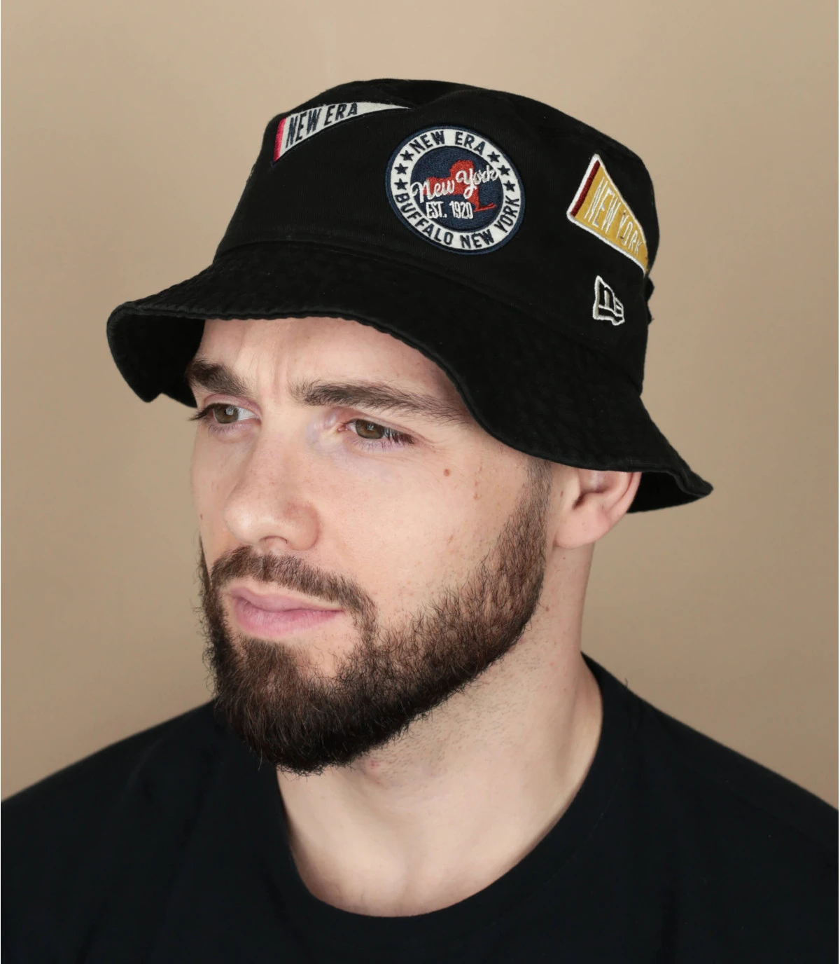 NEW ERA All Over Patch Bucket Black 3 NEW ERA All Over Patch Bucket Black