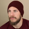 Engineered Knit Ribbed Beanie Burgundy -Chapeaux À La Mode engineered knit ribbed beanie burgundy