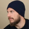 Engineered Knit Ribbed Beanie Oxford Navy -Chapeaux À La Mode engineered knit ribbed beanie oxford navy