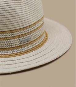 Seeberger Fedora Shiny Insert Linen Gold -Chapeaux À La Mode fedora shiny insert linen gold 2