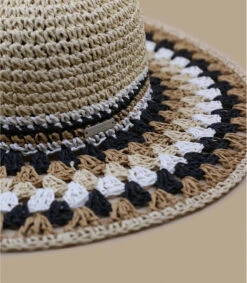 Seeberger Floppy Multicolor Linen White Black -Chapeaux À La Mode floppy multicolor linen white black 2