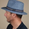 Bailey Hester Navy Heather -Chapeaux À La Mode hester navy heatherfedora20paille20bleu20Bailey20Hester20navy20heather