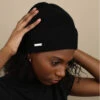 Seeberger Turn Up Beanie In Recycled Yarn Black -Chapeaux À La Mode turn up beanie in recycled yarn black