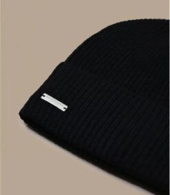 Seeberger Turn Up Beanie In Recycled Yarn Black -Chapeaux À La Mode turn up beanie in recycled yarn black 2